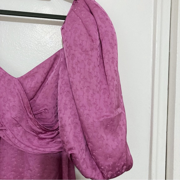 Johanna Ortiz Midnight Promises Satin Jacquard Pink Mini Dress Size 6 - Picture 5 of 14